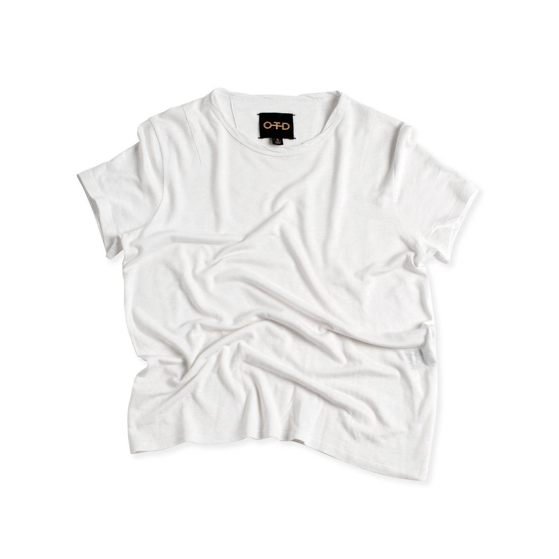 Linen-Blend Crewneck Tee (White)