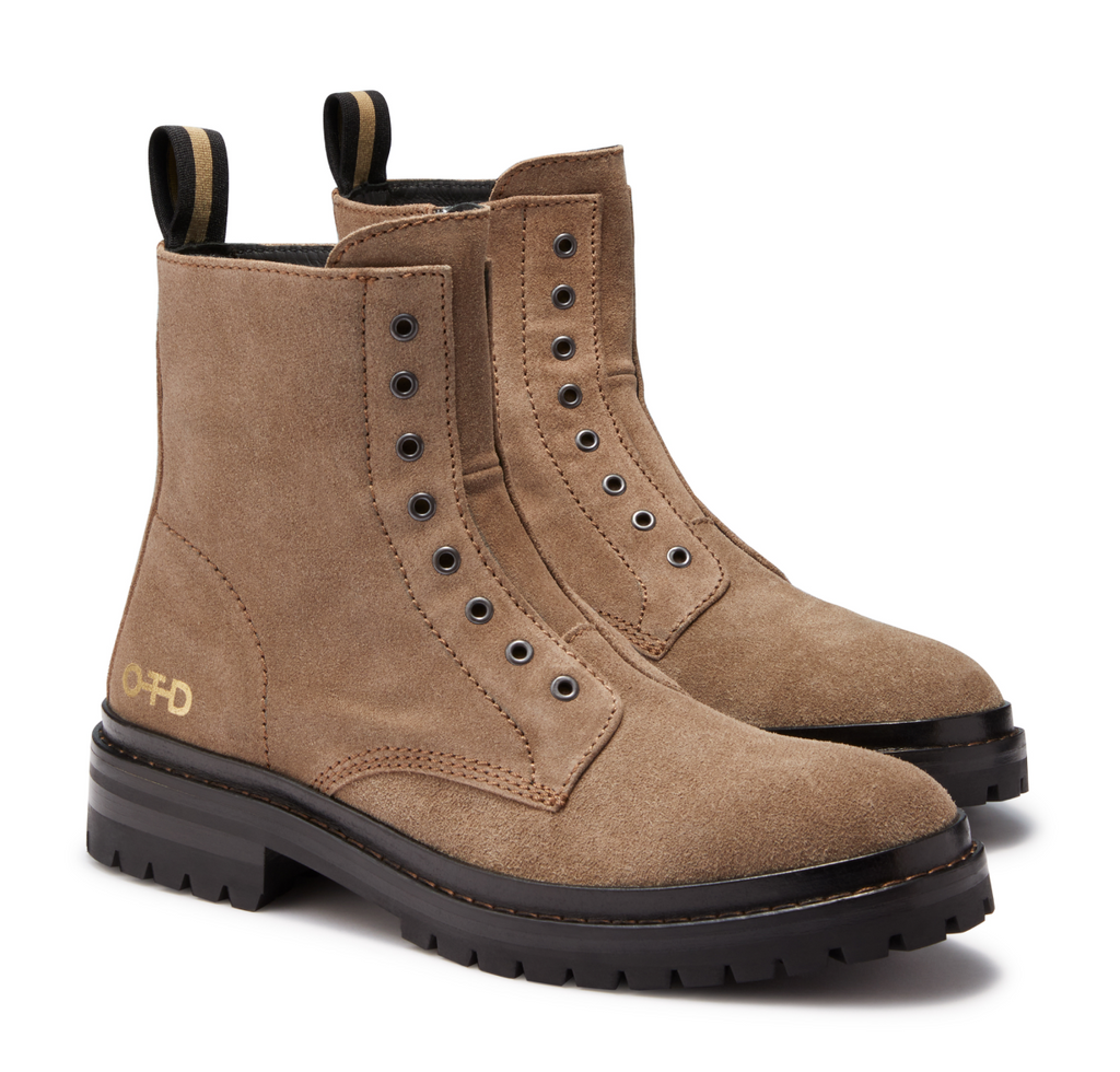 Laceless Suede Combat Boot