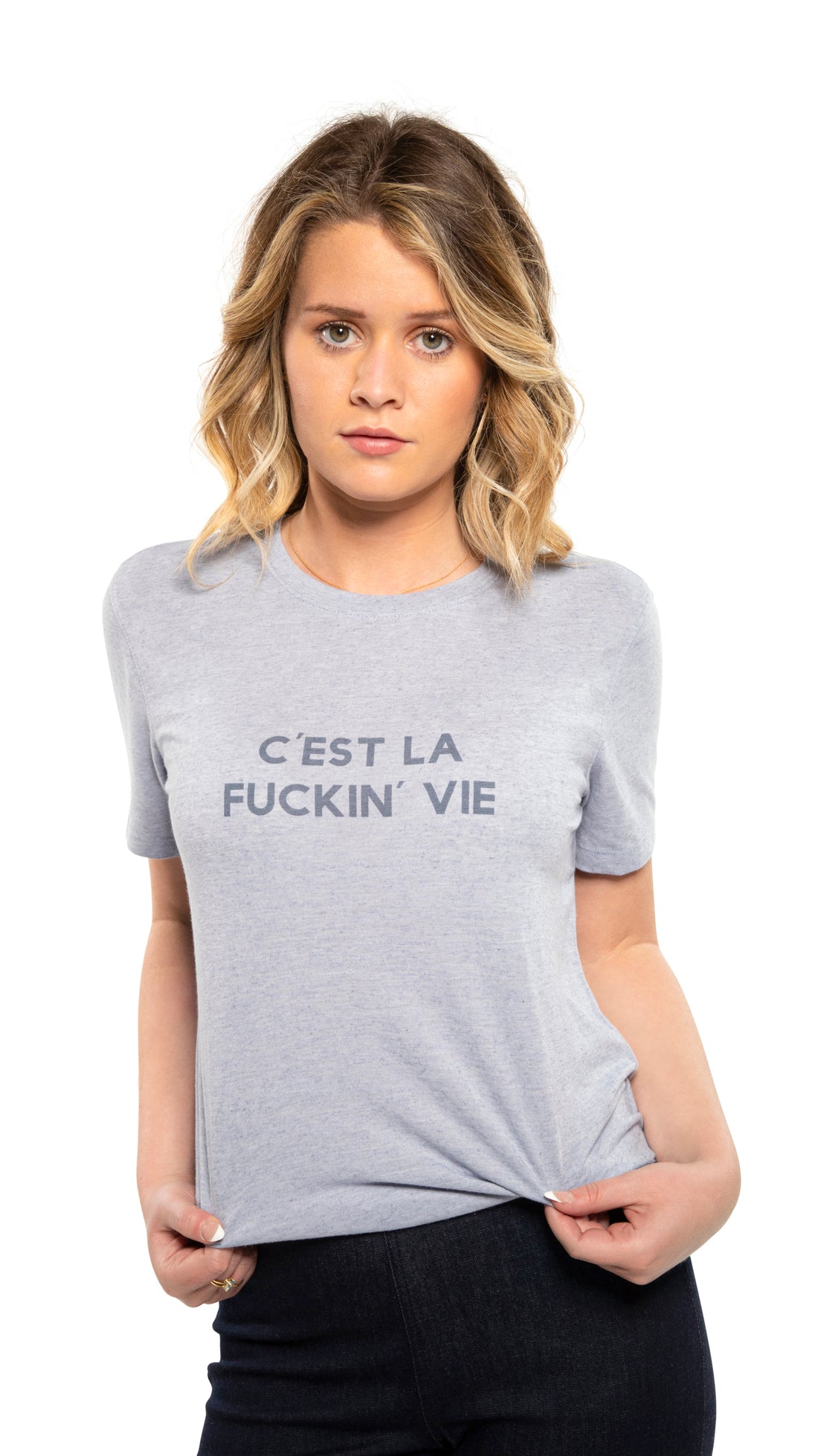 "c'est la fuckin vie" Graphic Short Sleeve Knit Tee