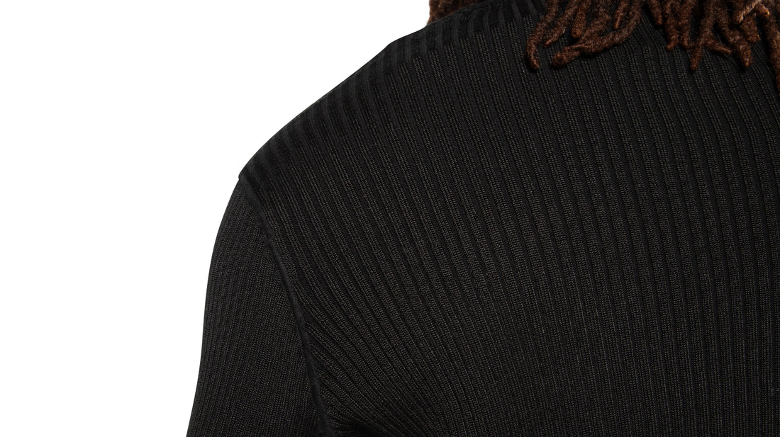 Ribbed Poor Boy Crewneck Sweater (Black)