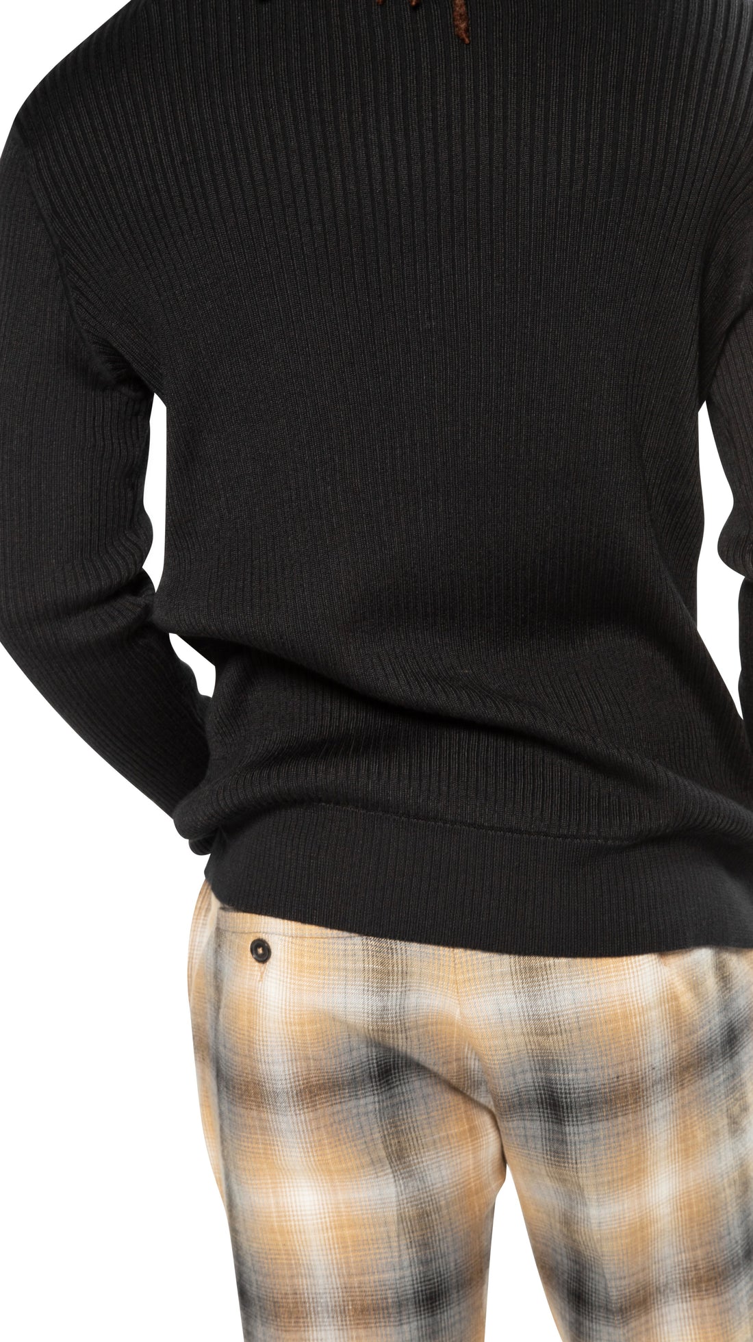 Ribbed Poor Boy Crewneck Sweater (Black)