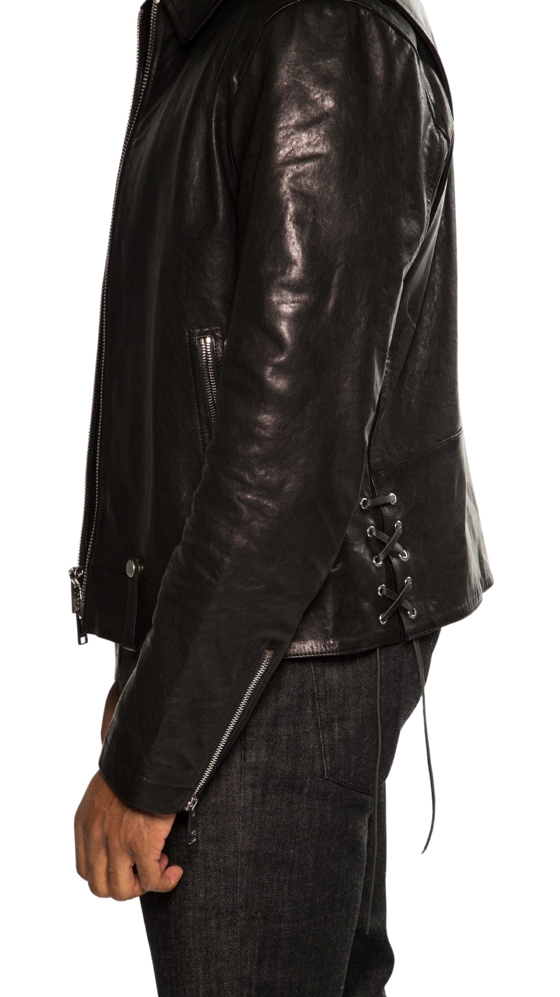 Leather Lace-up Jacket