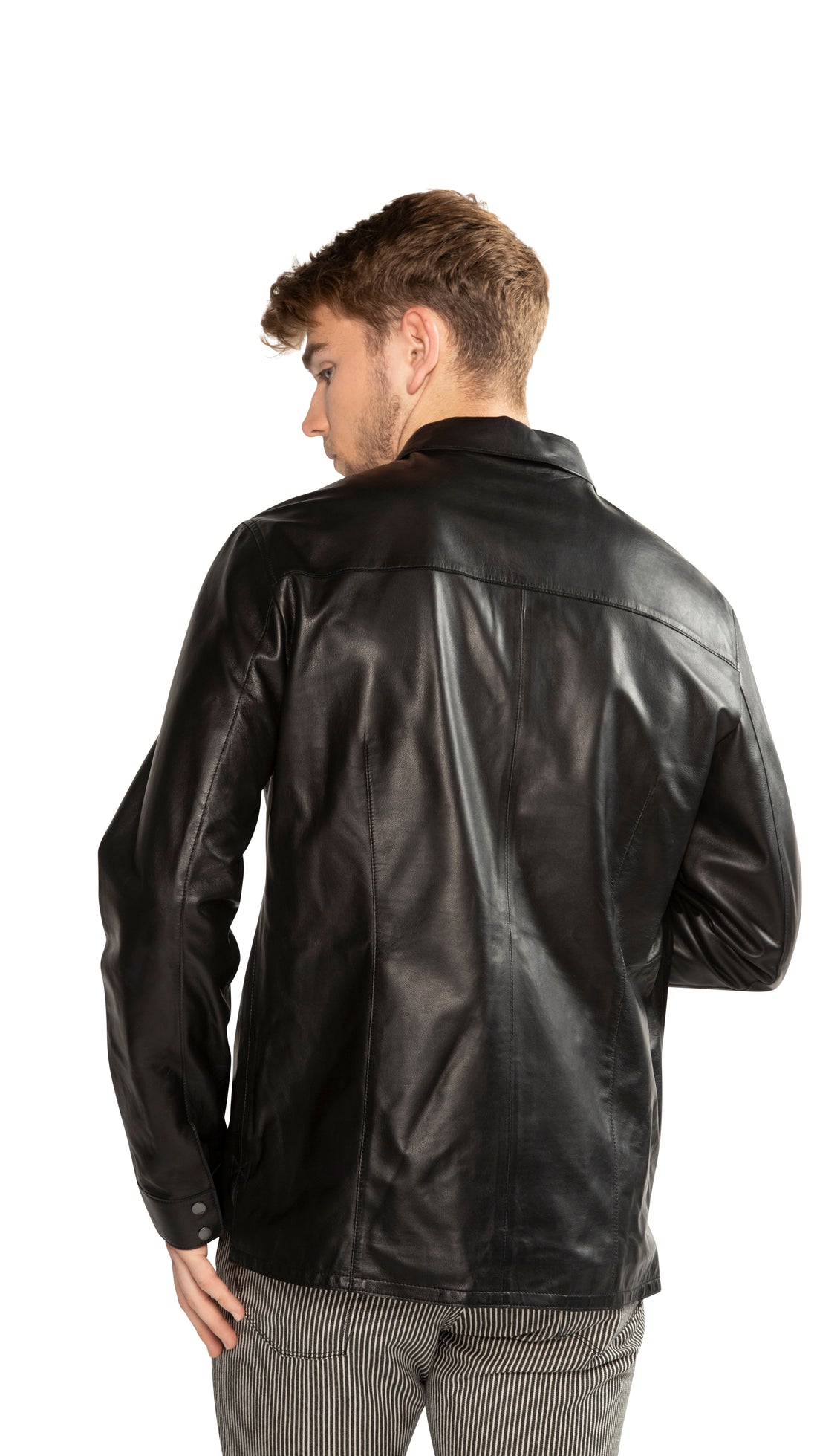 Leather Shirt Jacket (Black)