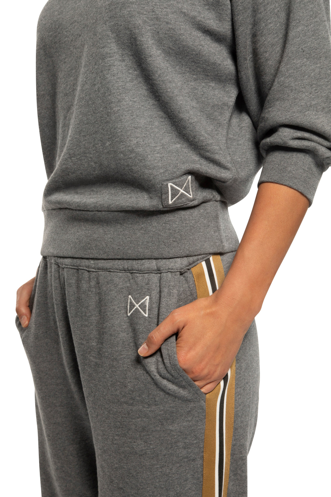 Lightweight Sweatpant With Side Tape Detail (Dark Grey Heather)