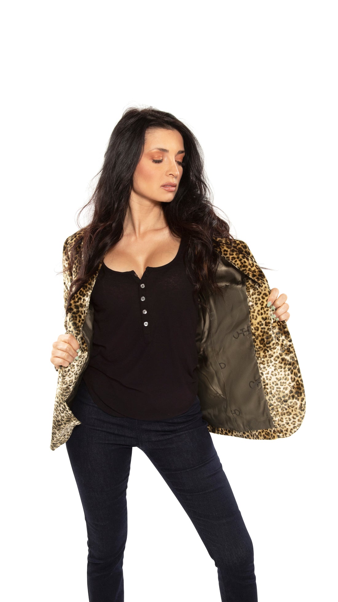 Animal Print Velvet Blazer