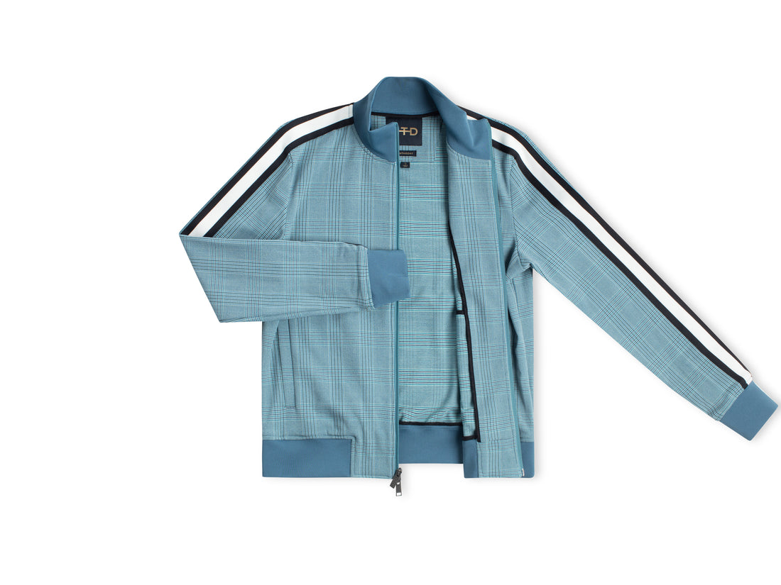 Zip Front Track Jacket With Trim Tape Detail (Teal Multi)