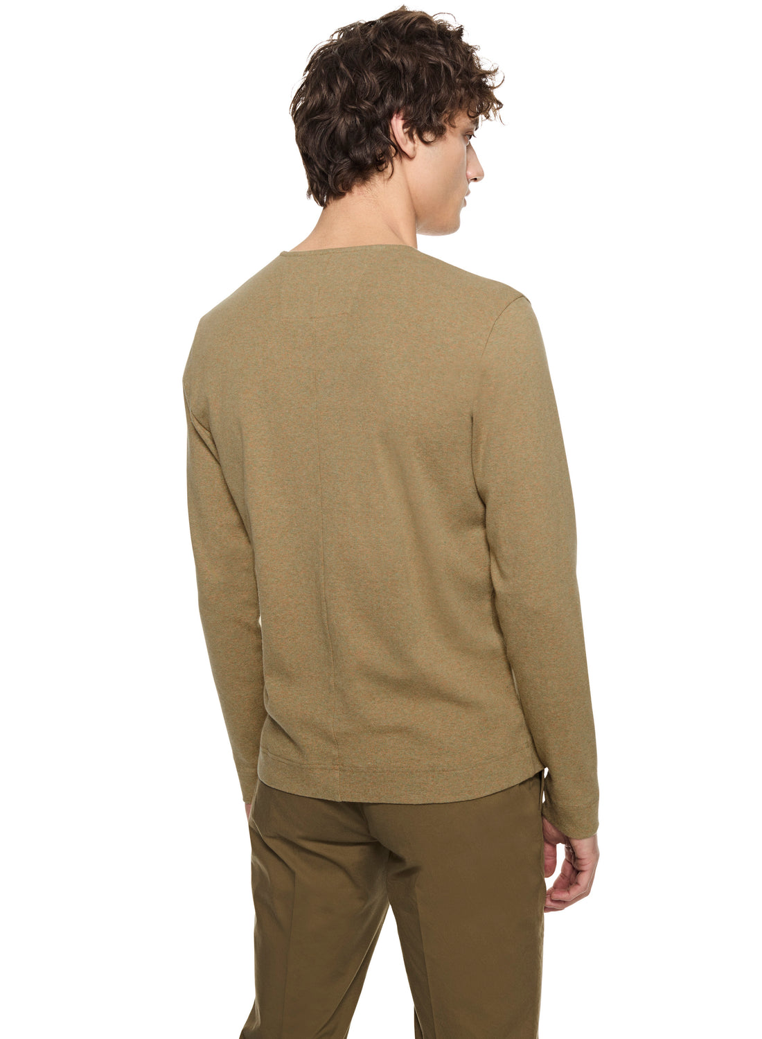 Long Sleeve Ribbed Cotton Crewneck (Ghurka Heather)