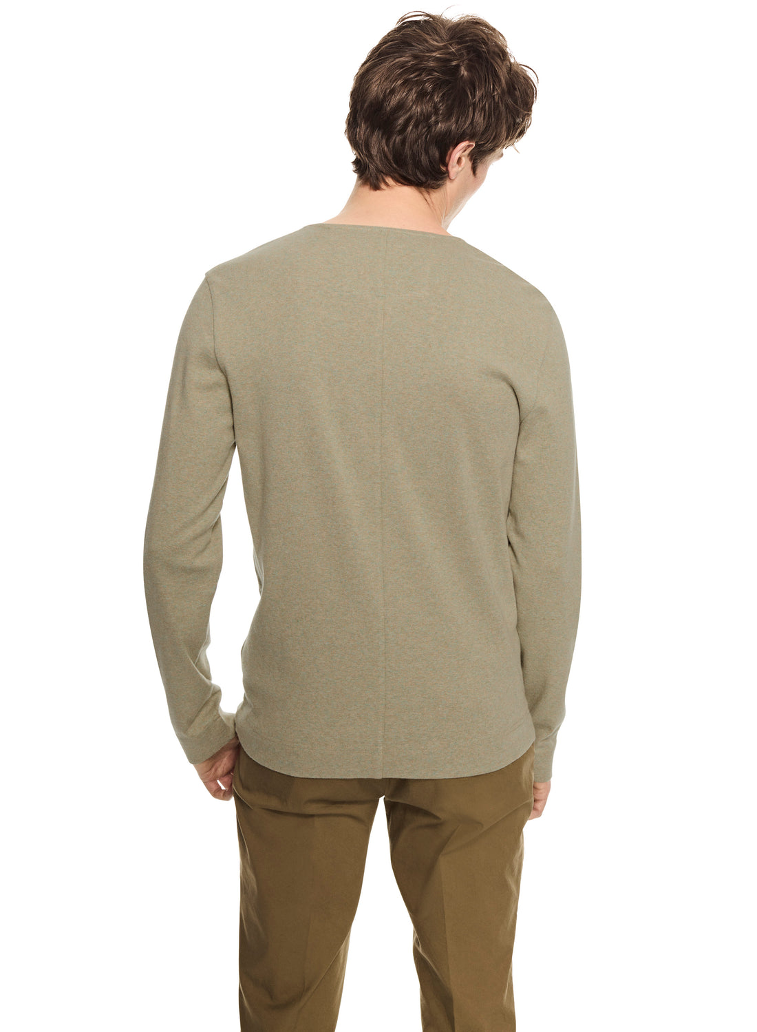 Long Sleeve Ribbed Cotton Crewneck (Laurel Heather)