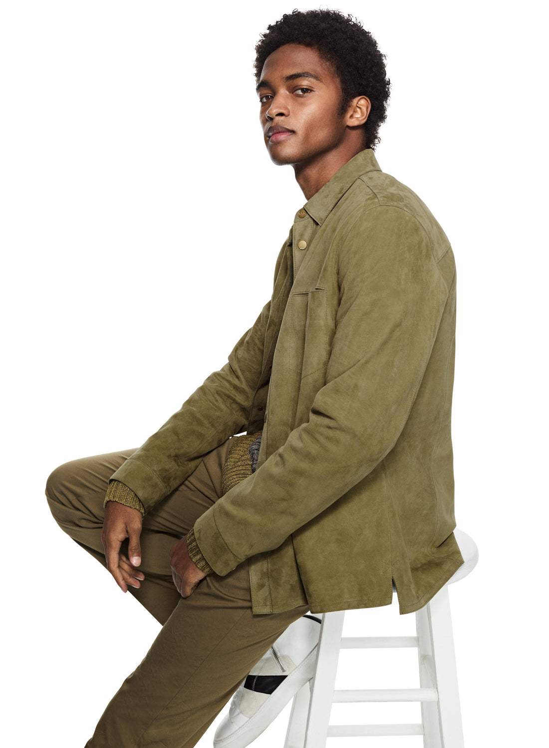 Ultra-Fine Suede Shirt Jacket (Sage)