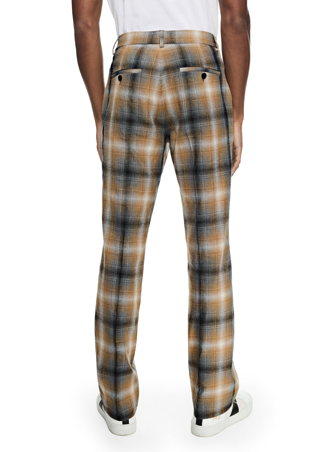 Shadow Plaid Straight-Leg Stretch Pant