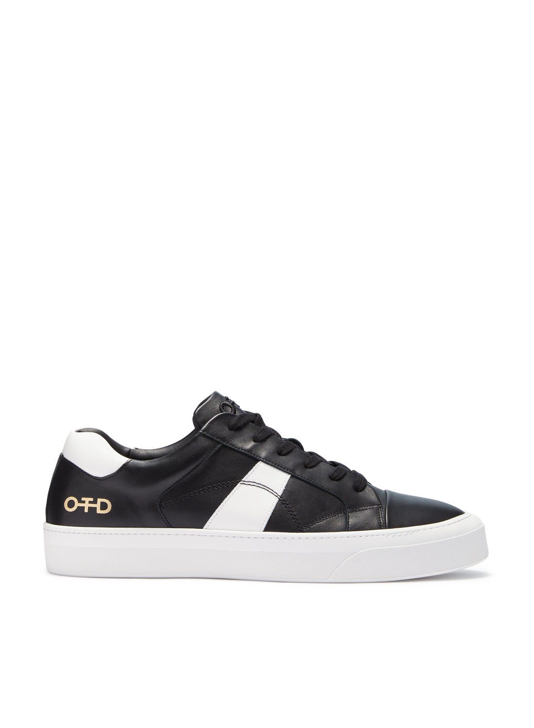 Men's Black Leather Low-Top Sneakers