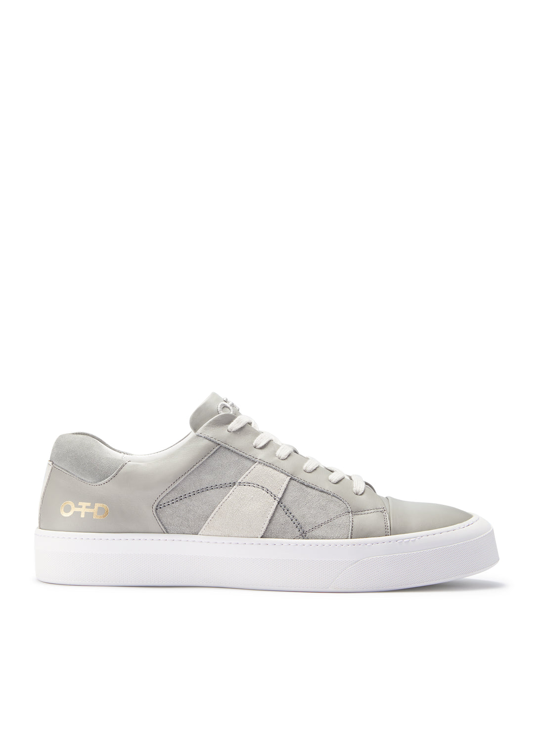 Grey Men's Leather Low-Top Sneakers