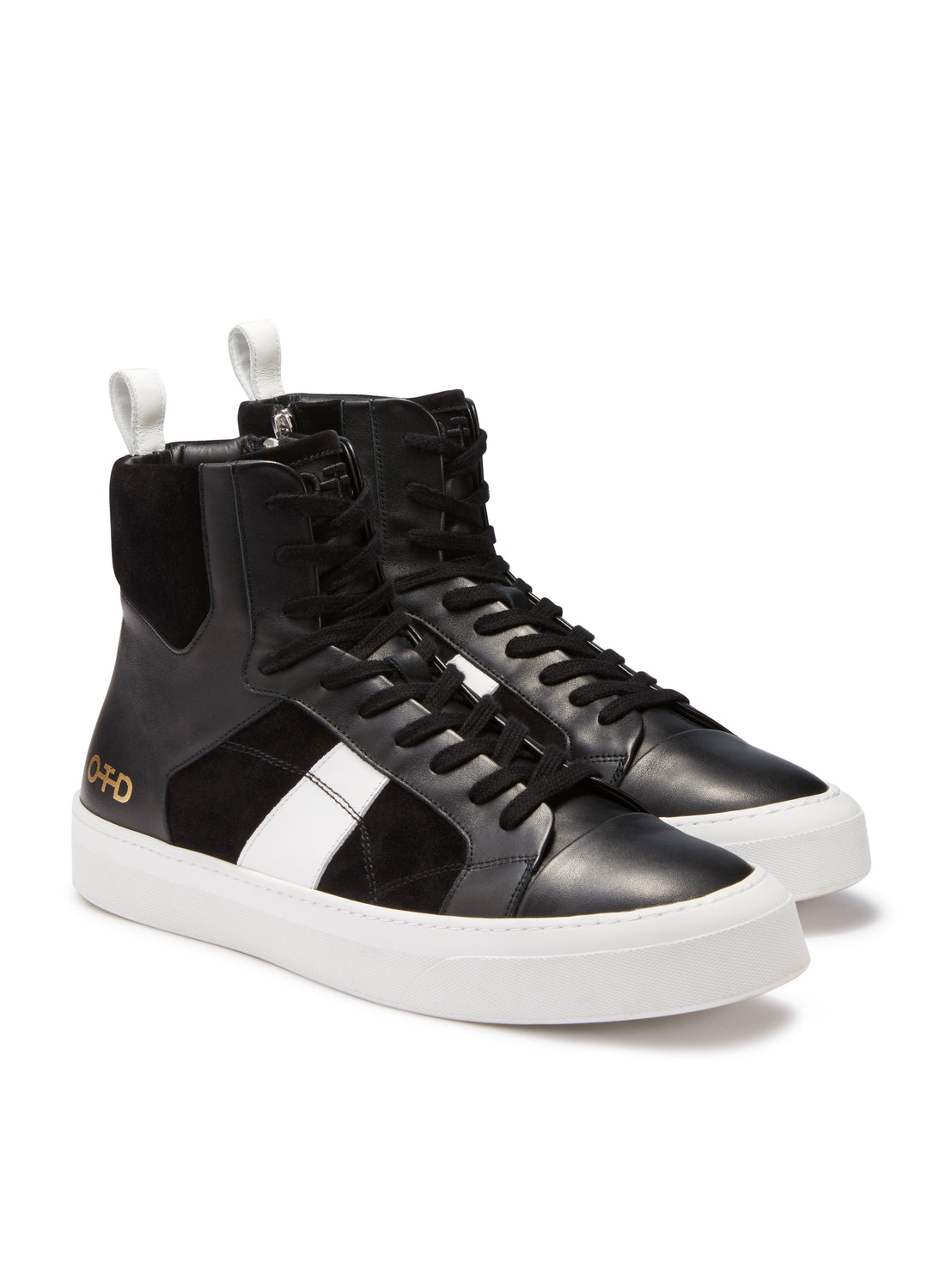 Pair of Black Men's High-Top Zip Sneakers