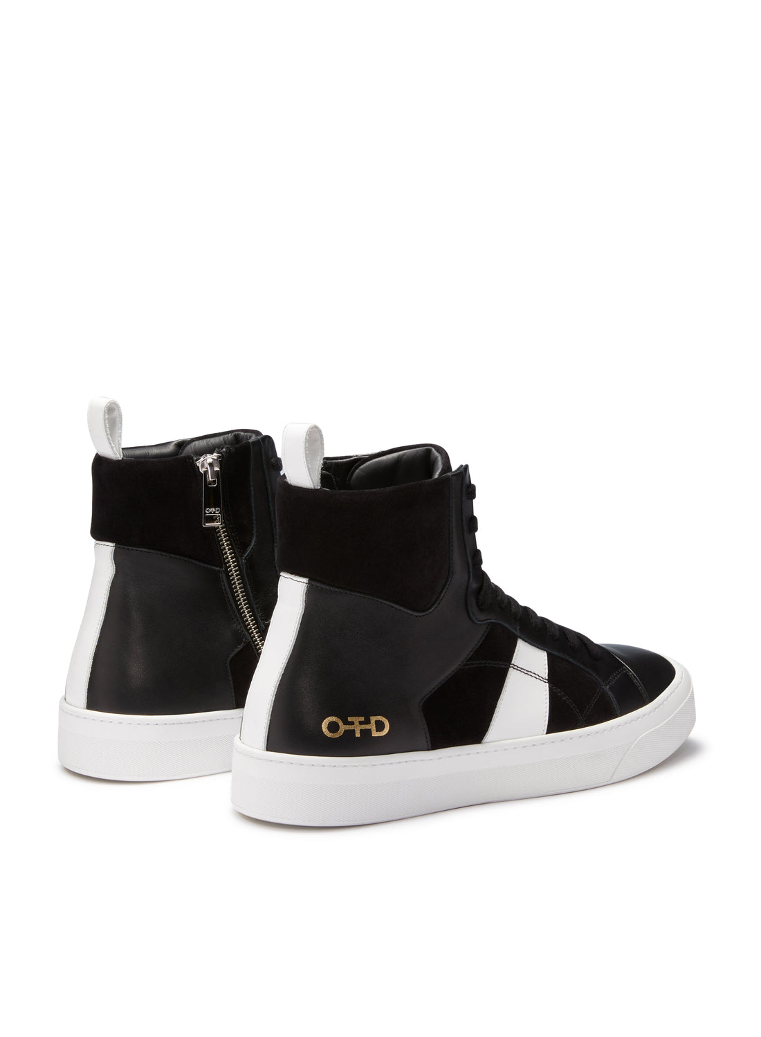 Back of Black Men's High-Top Zip Sneakers