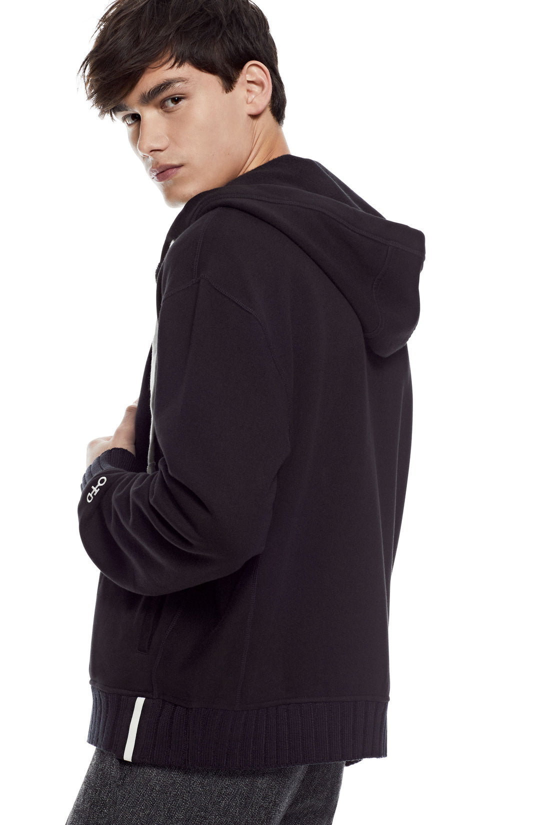 Brushed French Terry Zipped Hoodie - Back