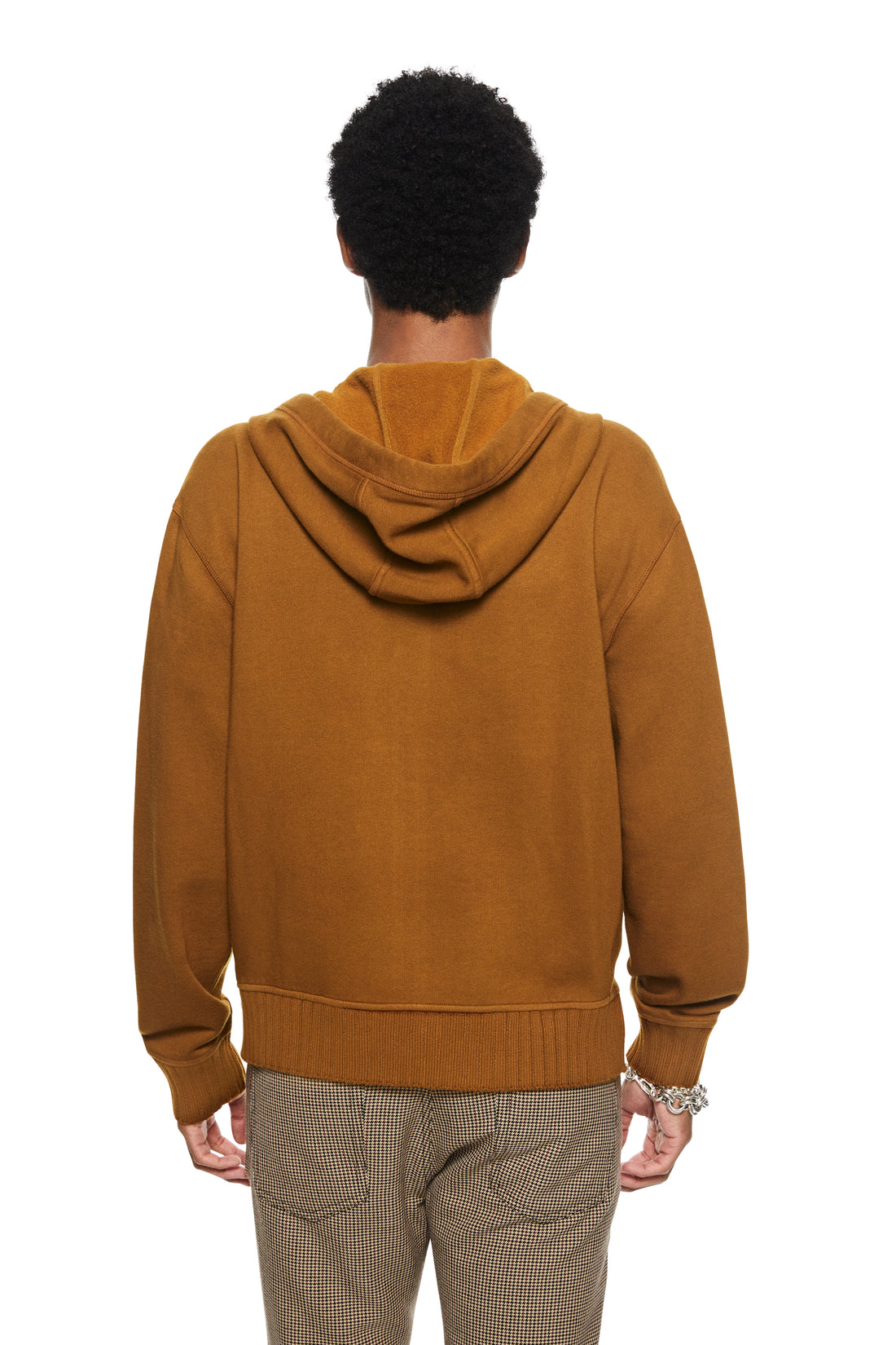 Copper Brushed French Terry Zipped Hoodie - Back