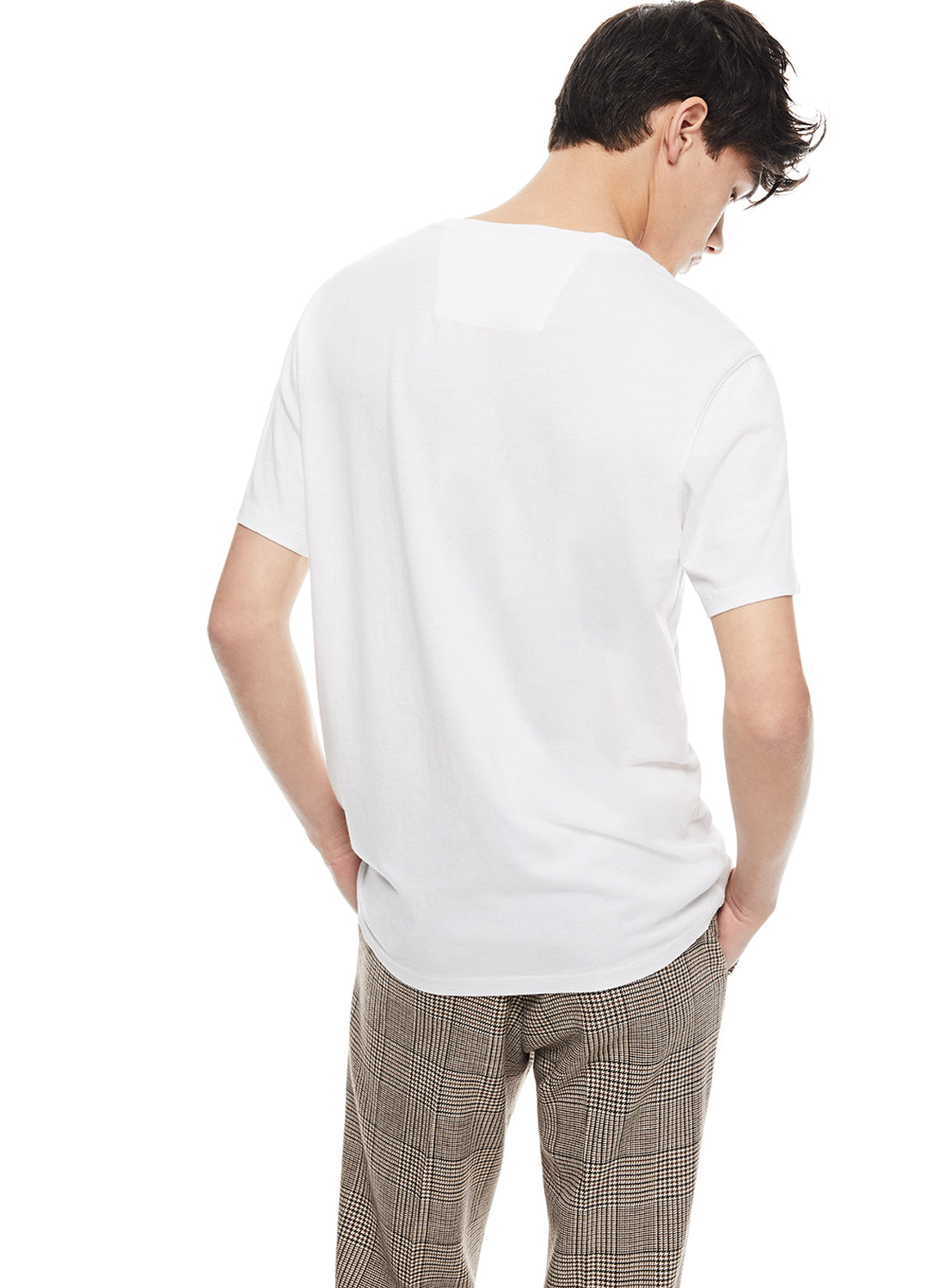 Back of Men's White Cotton-Jersey Tee