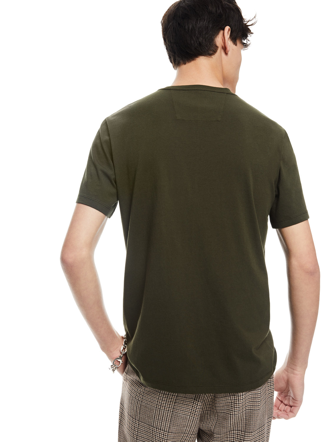 Back of Men's Olive Cotton-Jersey Tee