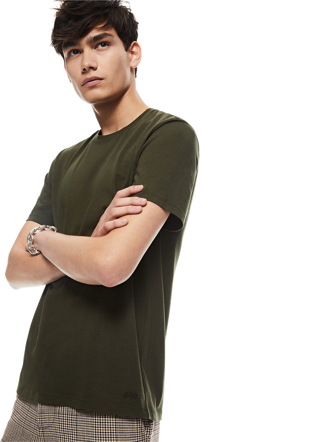 Front of Men's Olive Cotton-Jersey Tee