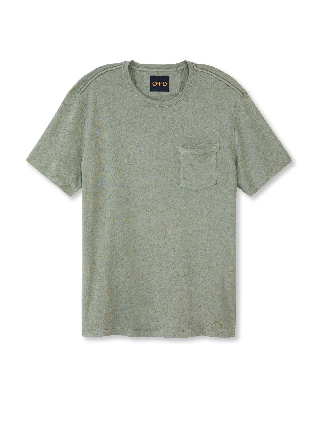 Front of Men's Charcoal Heather Linen-Blend Pocket Tee - Image #2