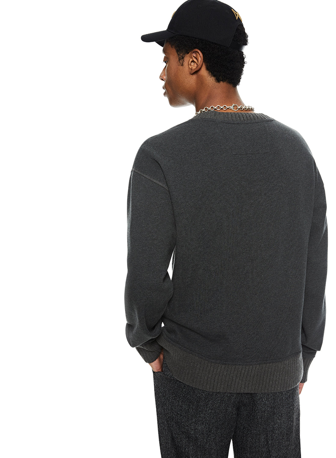 Back of Men's Charcoal Heather French Terry Sweatshirt