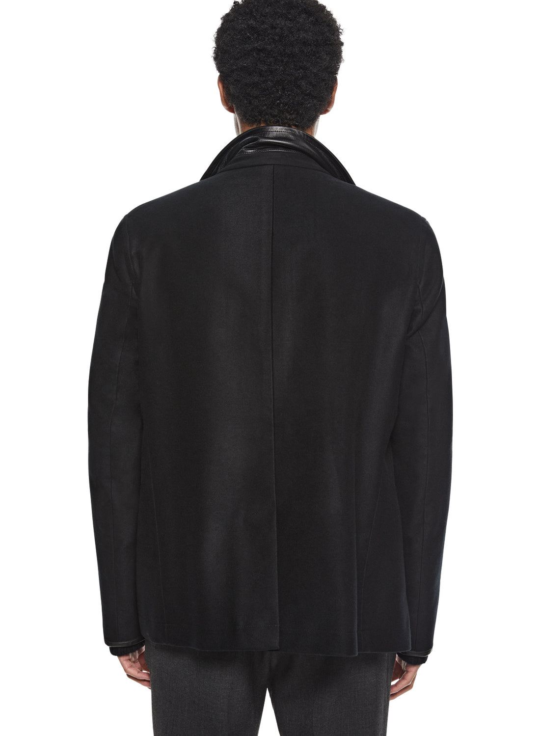 Back of Men's Black Moleskin Pea Coat