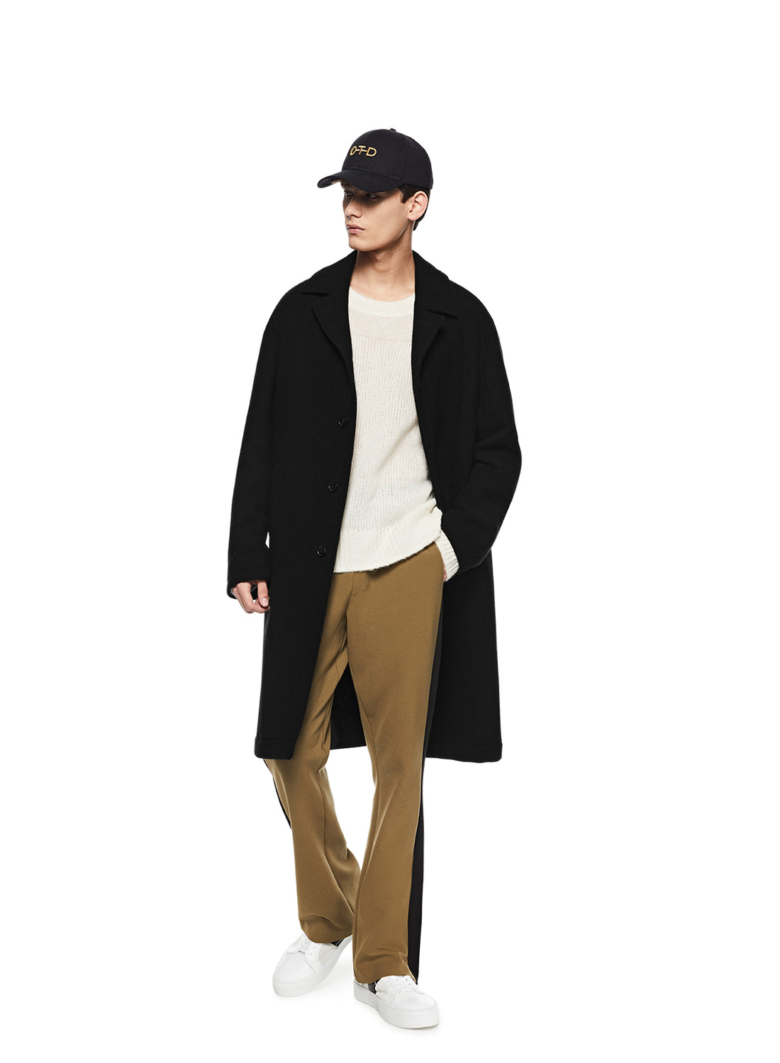 Front of Men's Black Luxe Car Coat