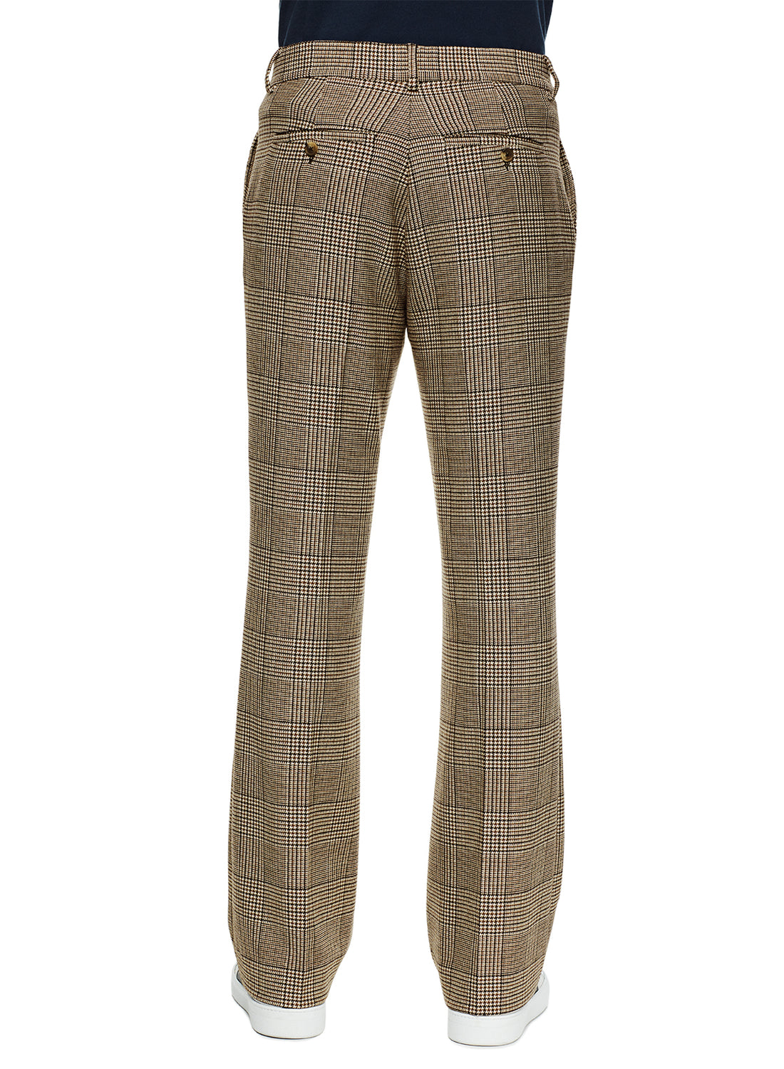 Back of Men's Glen Plaid Flare Leg Pants