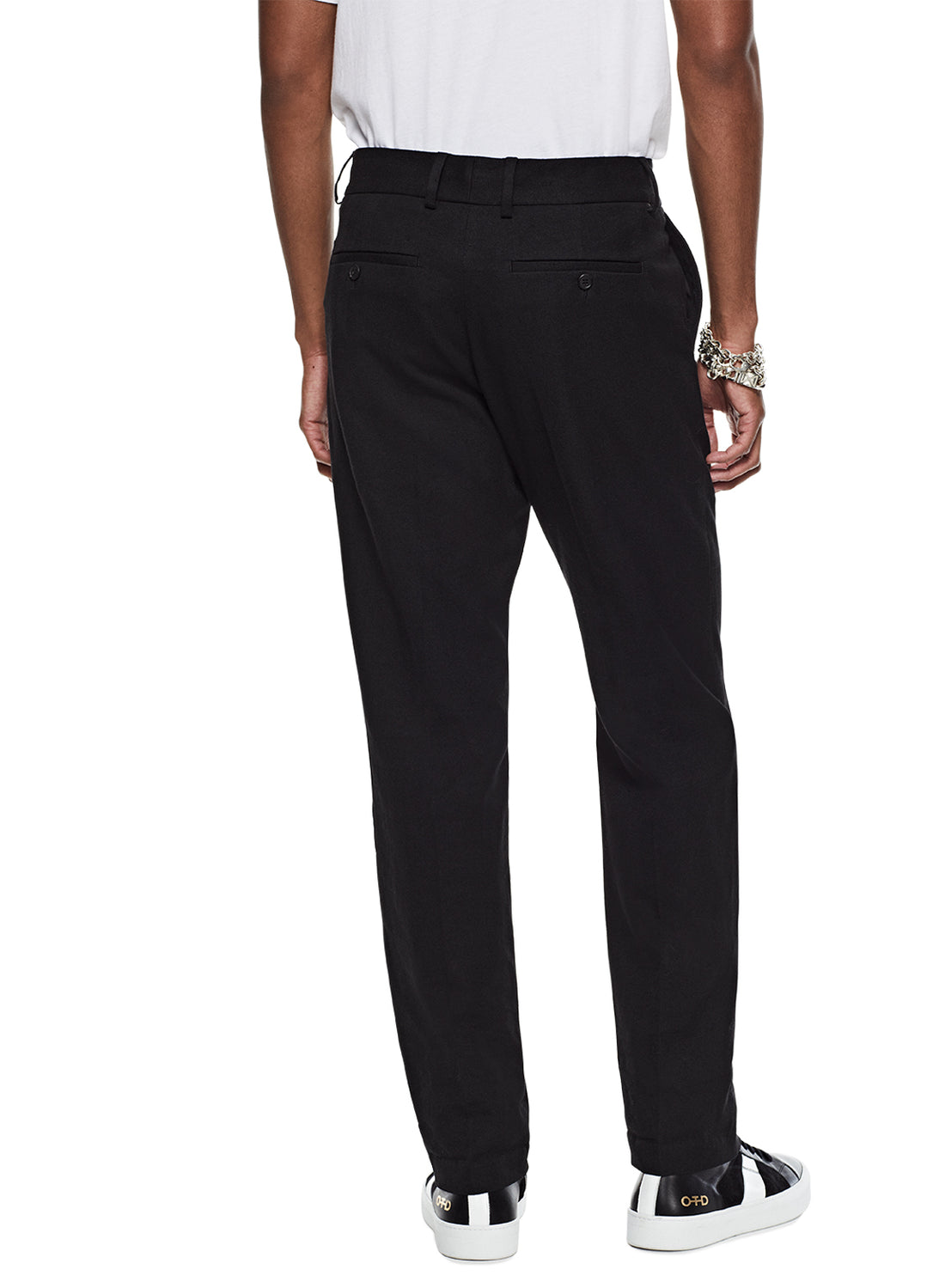 Back of Men's Black Linen Blend Easy Fit Pants