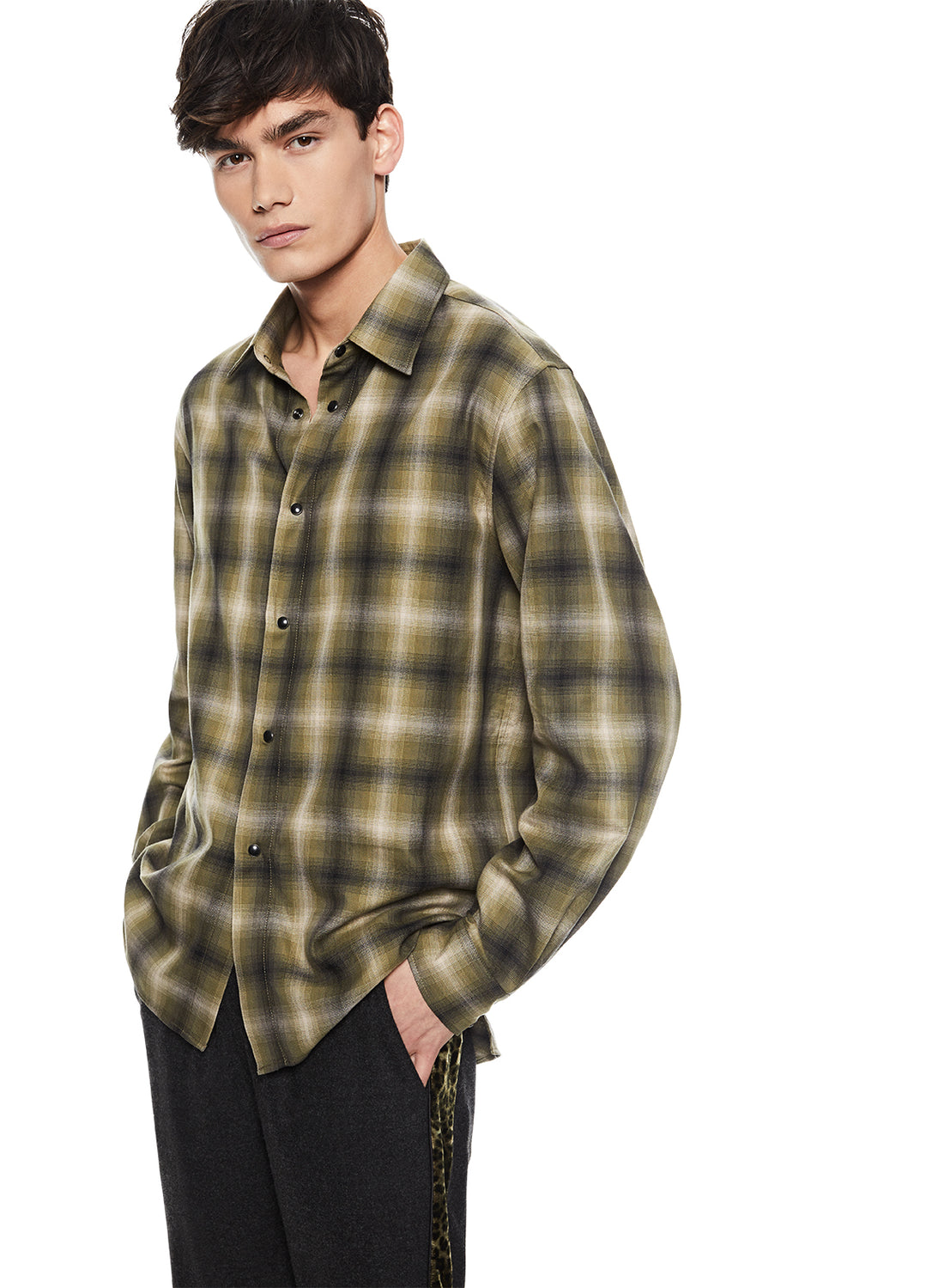 Front of Men's Checked Snap Button Shirt - Image #2