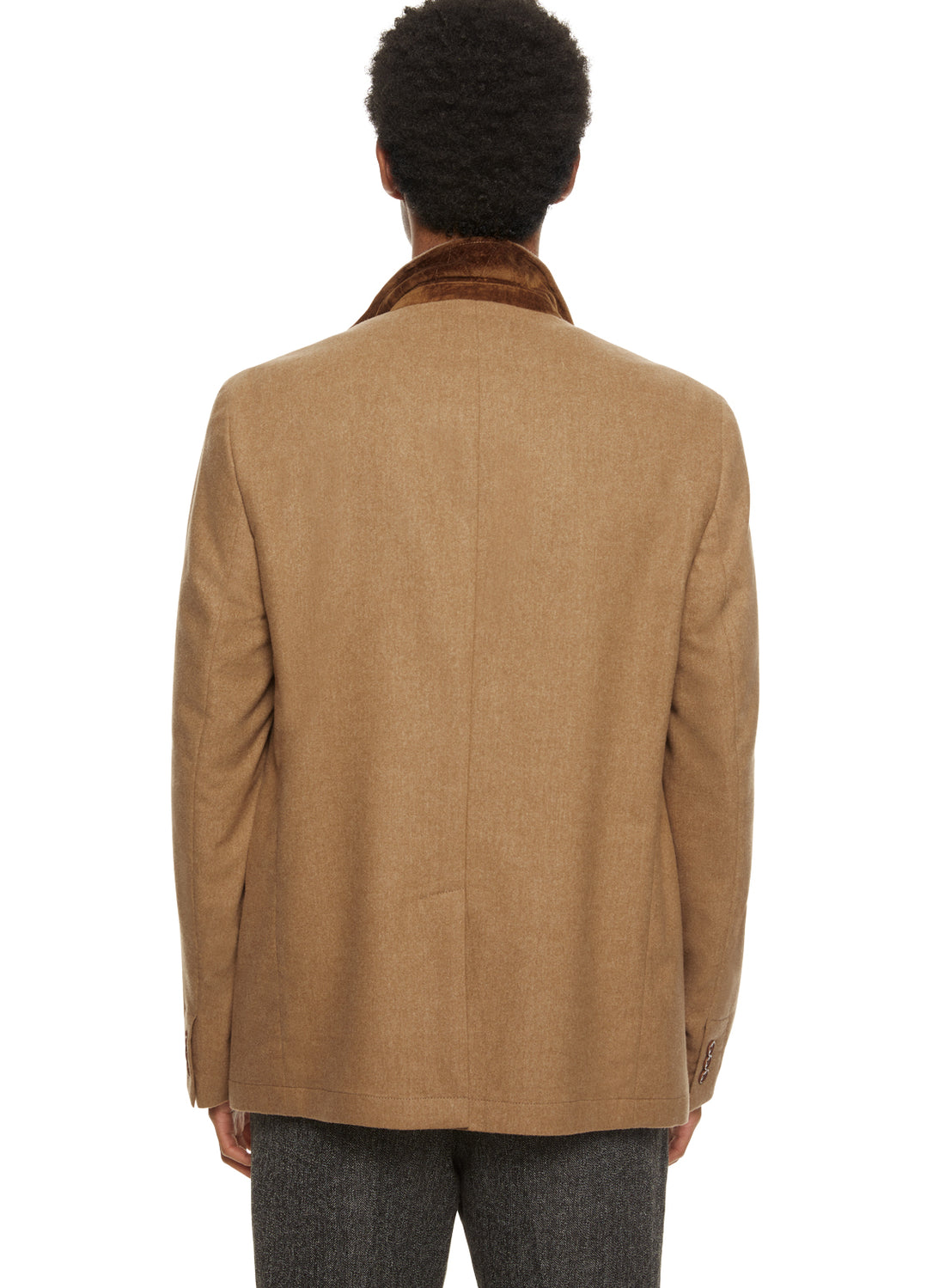 Back of Men's Oat Single Button Blazer