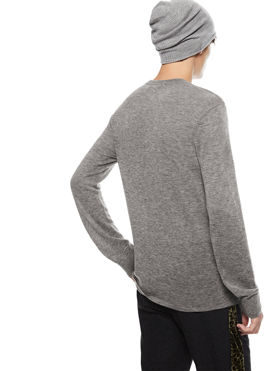 Back of Men's Superfine Wool Henley Sweater