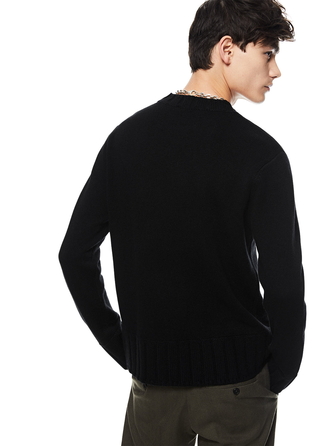 Back of Men's Cashmere-Blend Crewneck Sweater