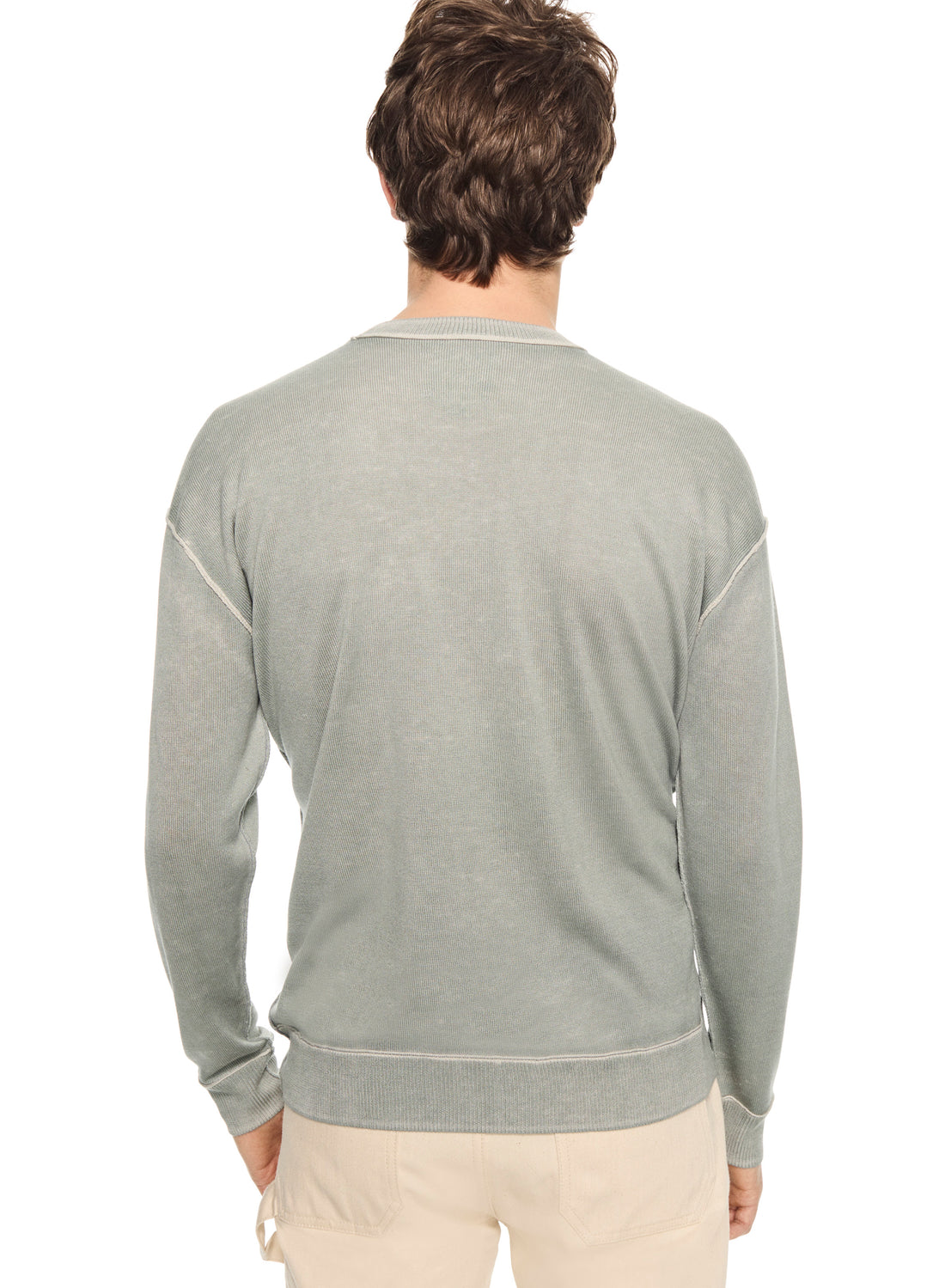 Silk and Cashmere Reverse Print Crewneck Sweater (Misty Blue)