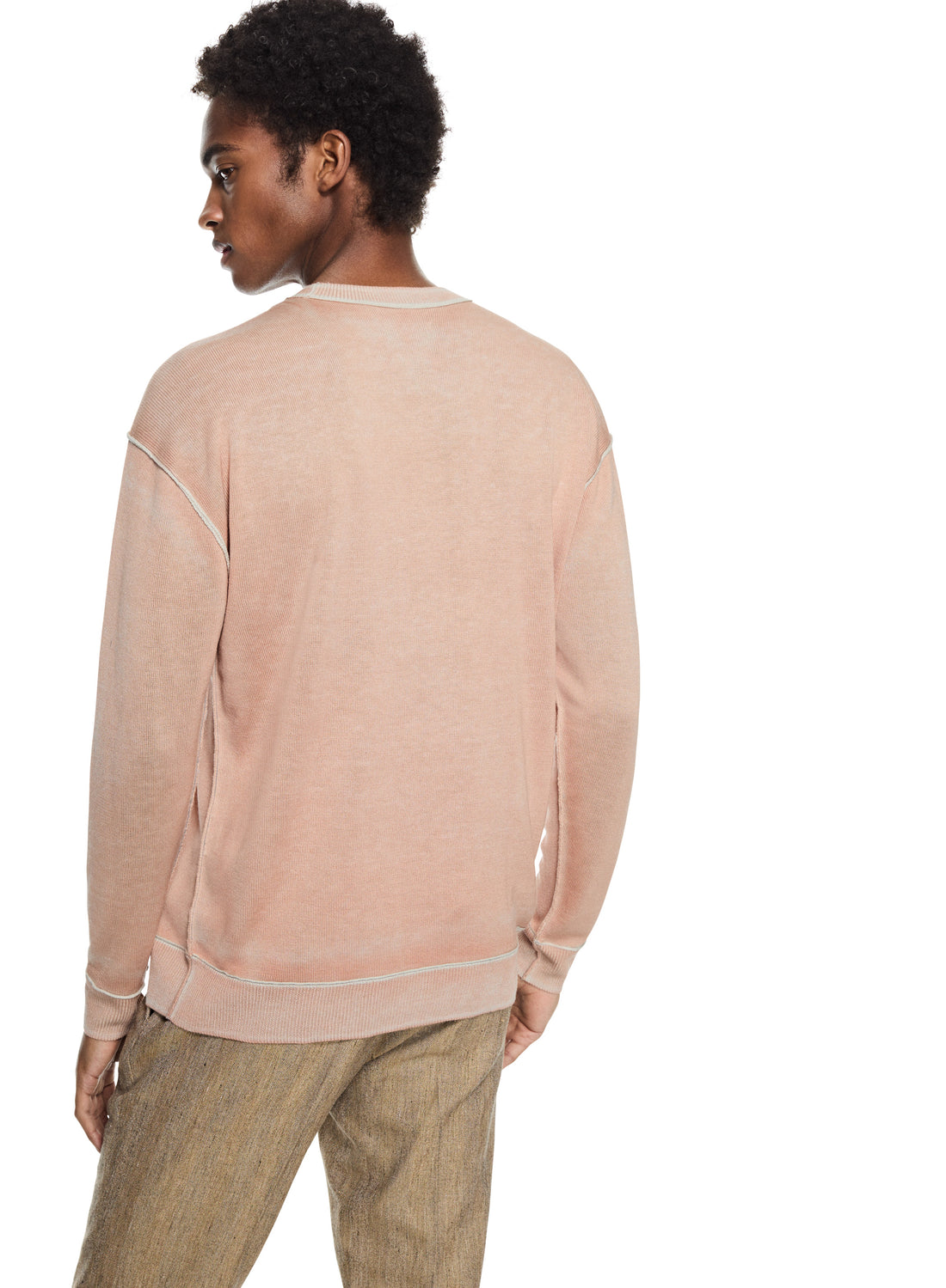 Silk and Cashmere Reverse Print Crewneck Sweater (Pink)