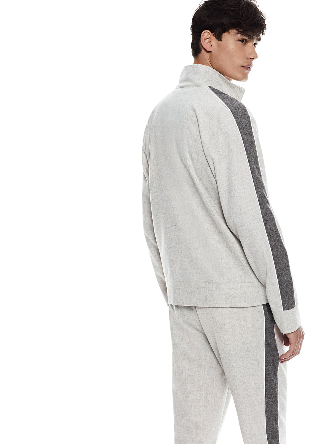 Back of Men's Light Grey Two-Tone Track Jacket