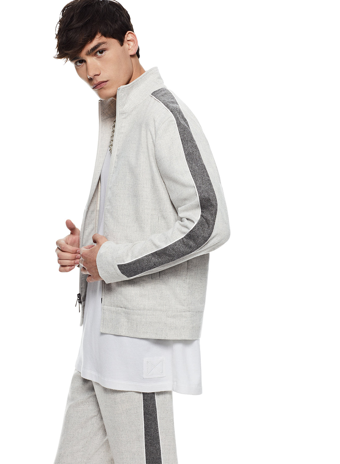 Side of Men's Light Grey Two-Tone Track Jacket