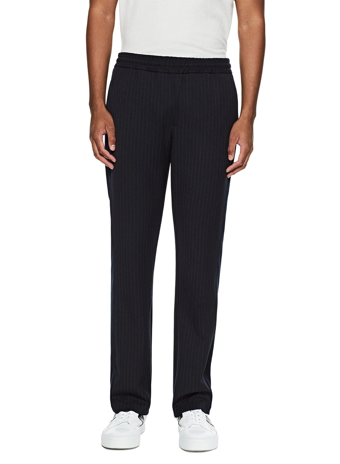 Men's Navy Easy Fit Pinstripe Track Pants