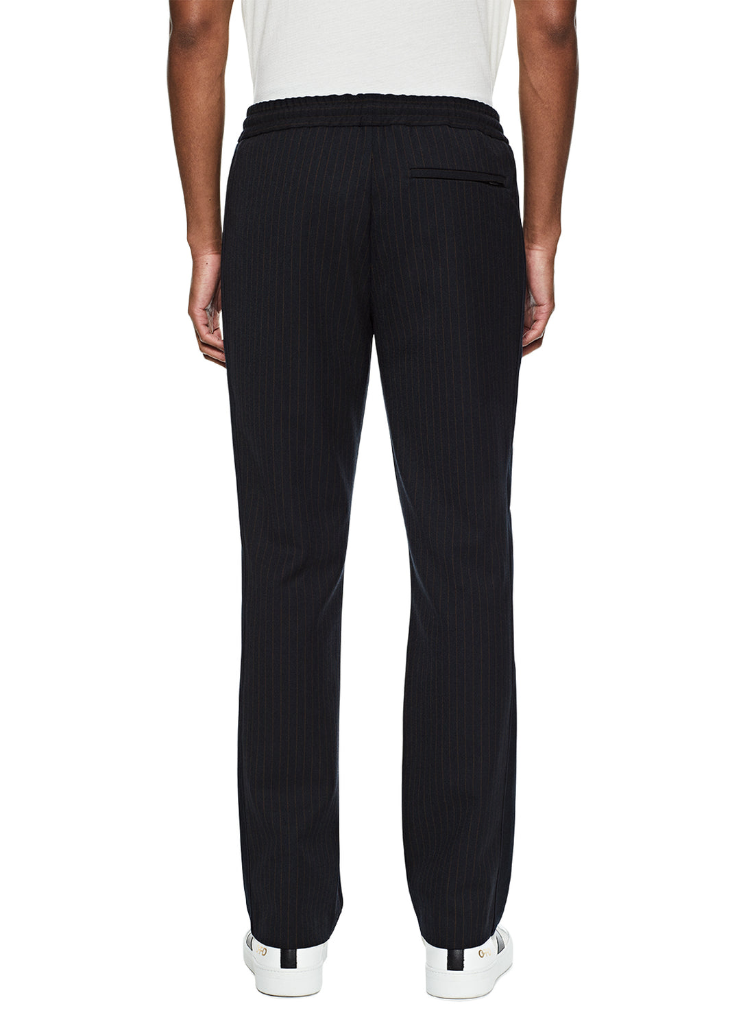 Back of Men's Navy Easy Fit Pinstripe Track Pants