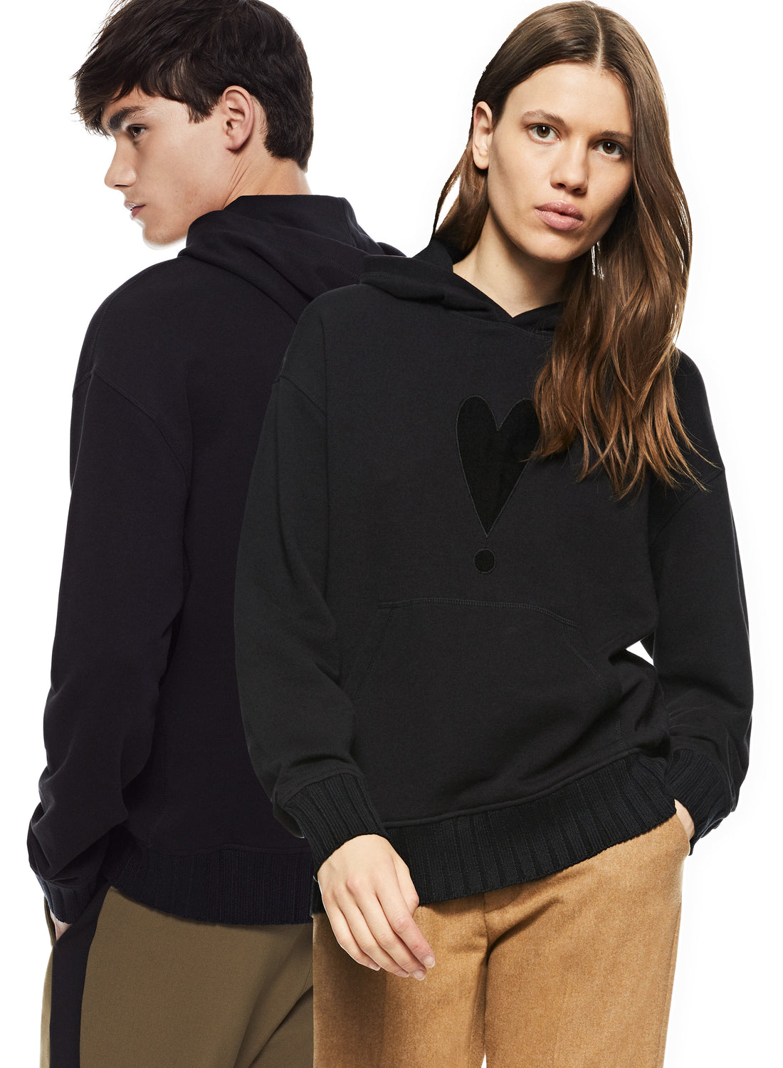 Unisex Black Exclamation Heart Hoodie - Image #2