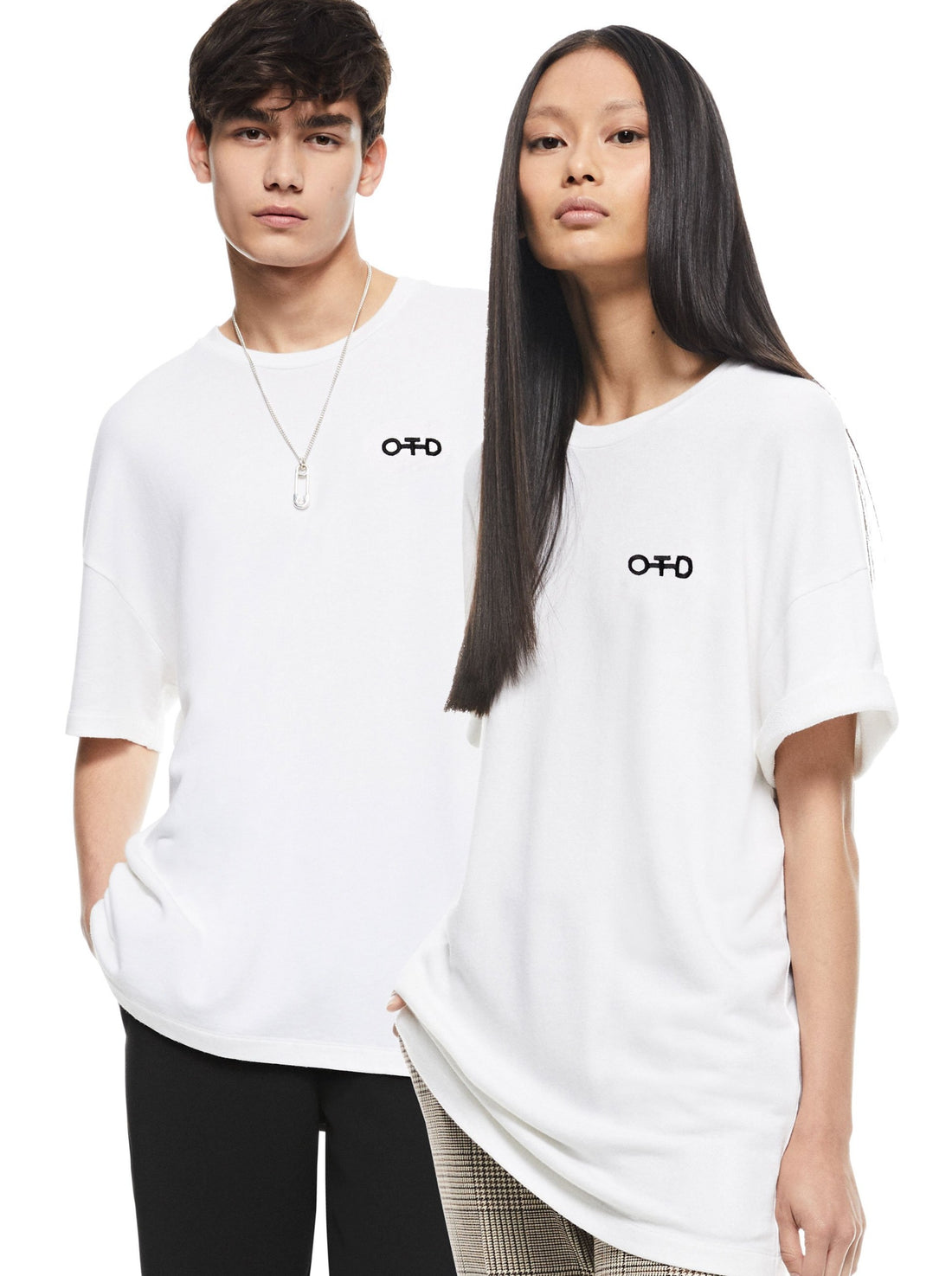 Woman & Man in Graphic OTD Oversized Tee