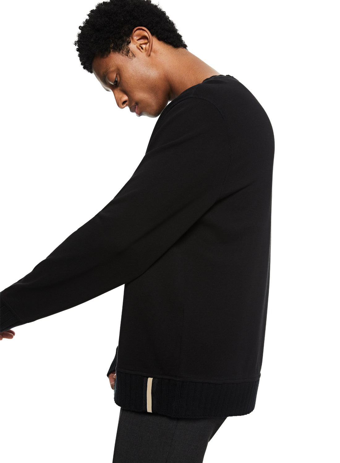 Back of Black Signature Crewneck Sweatshirt