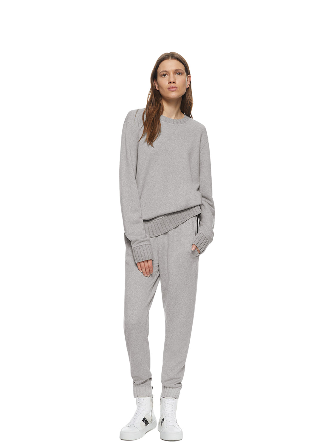 Woman in Grey Heather Signature Crewneck Sweatshirt