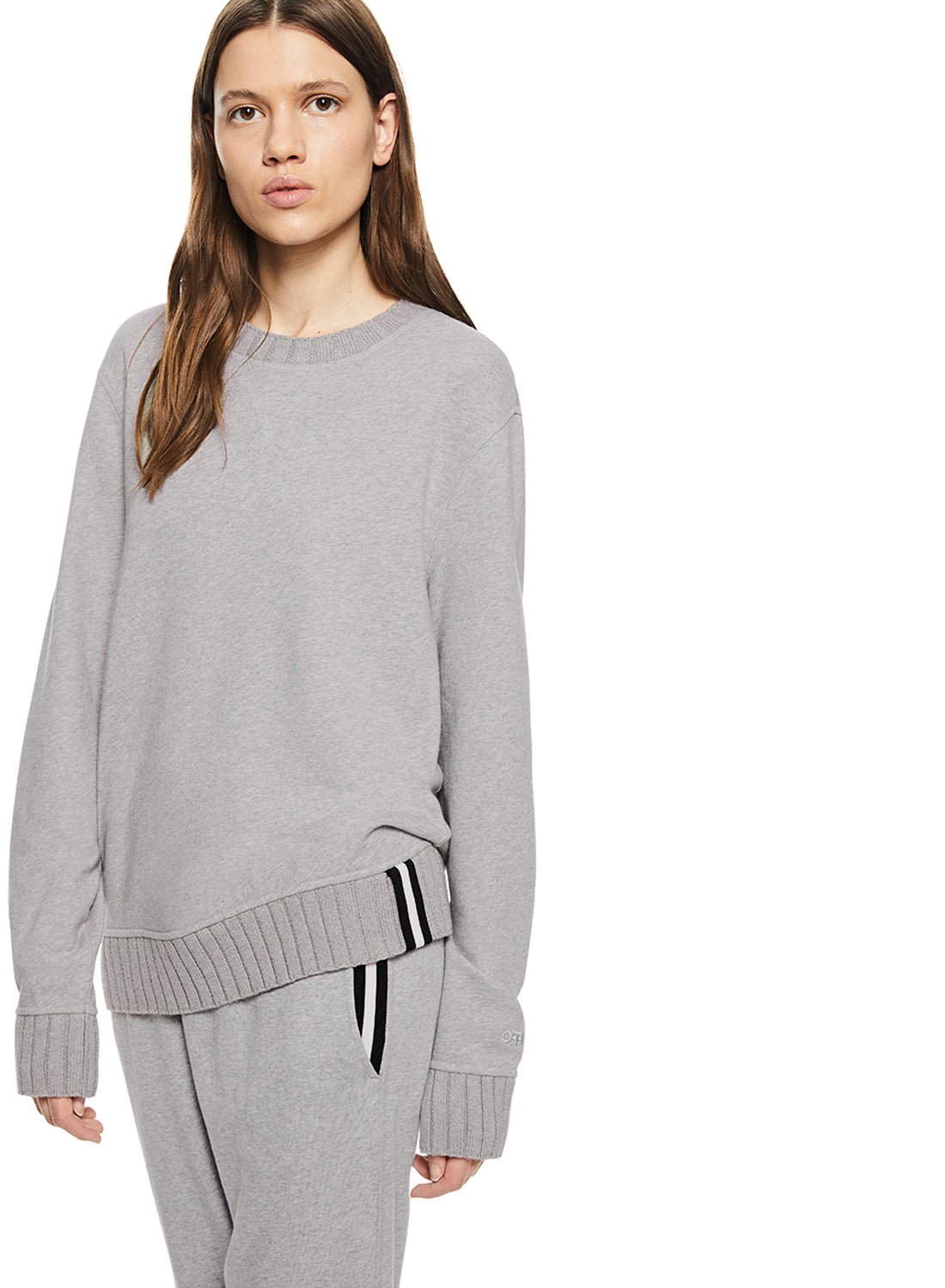 Woman in Grey Signature Crewneck Sweatshirt