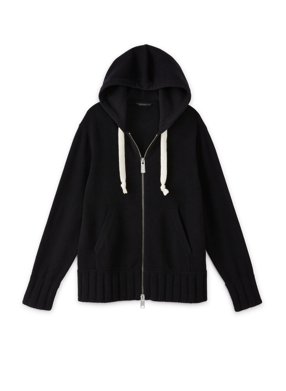 Unisex Black Cashmere-Blend Zipped Hoodie