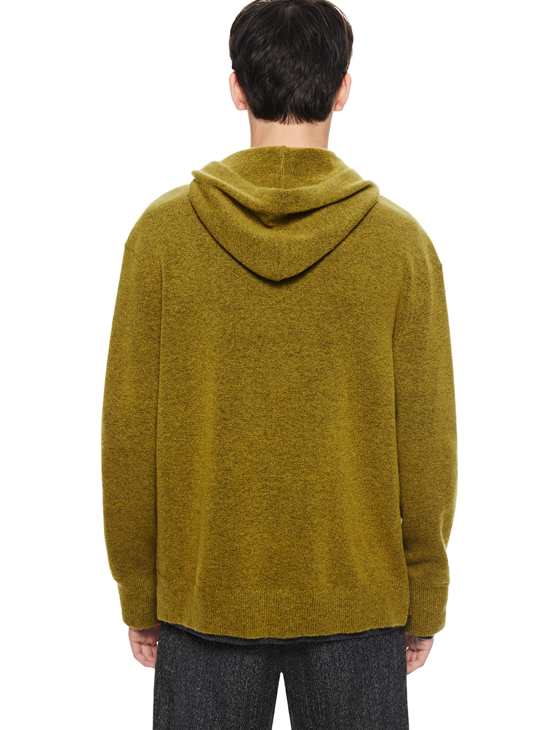 Back of Green Envy Merino Wool Hoodie Sweater