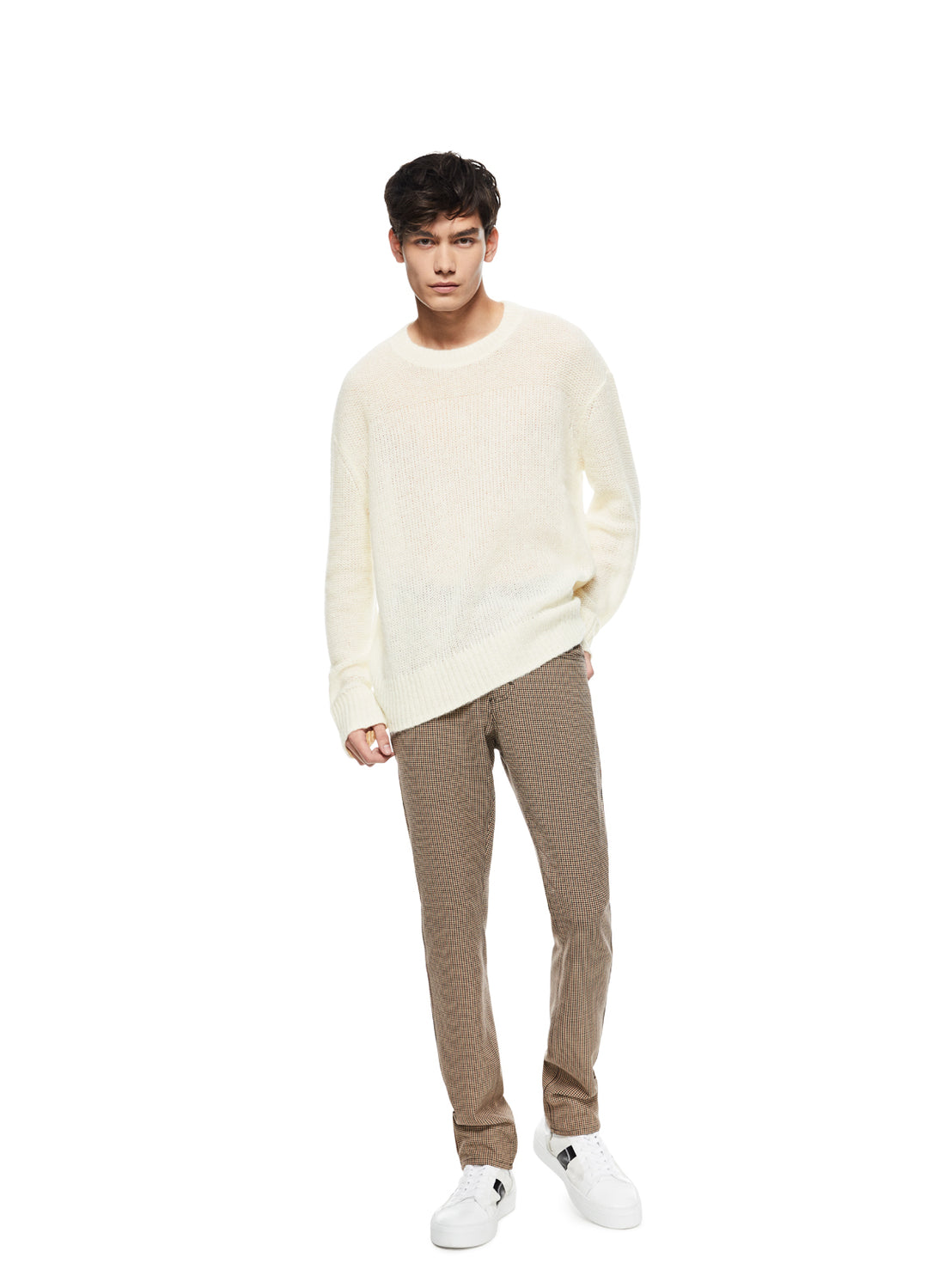 Man in Ivory Alpaca Blend Sweater