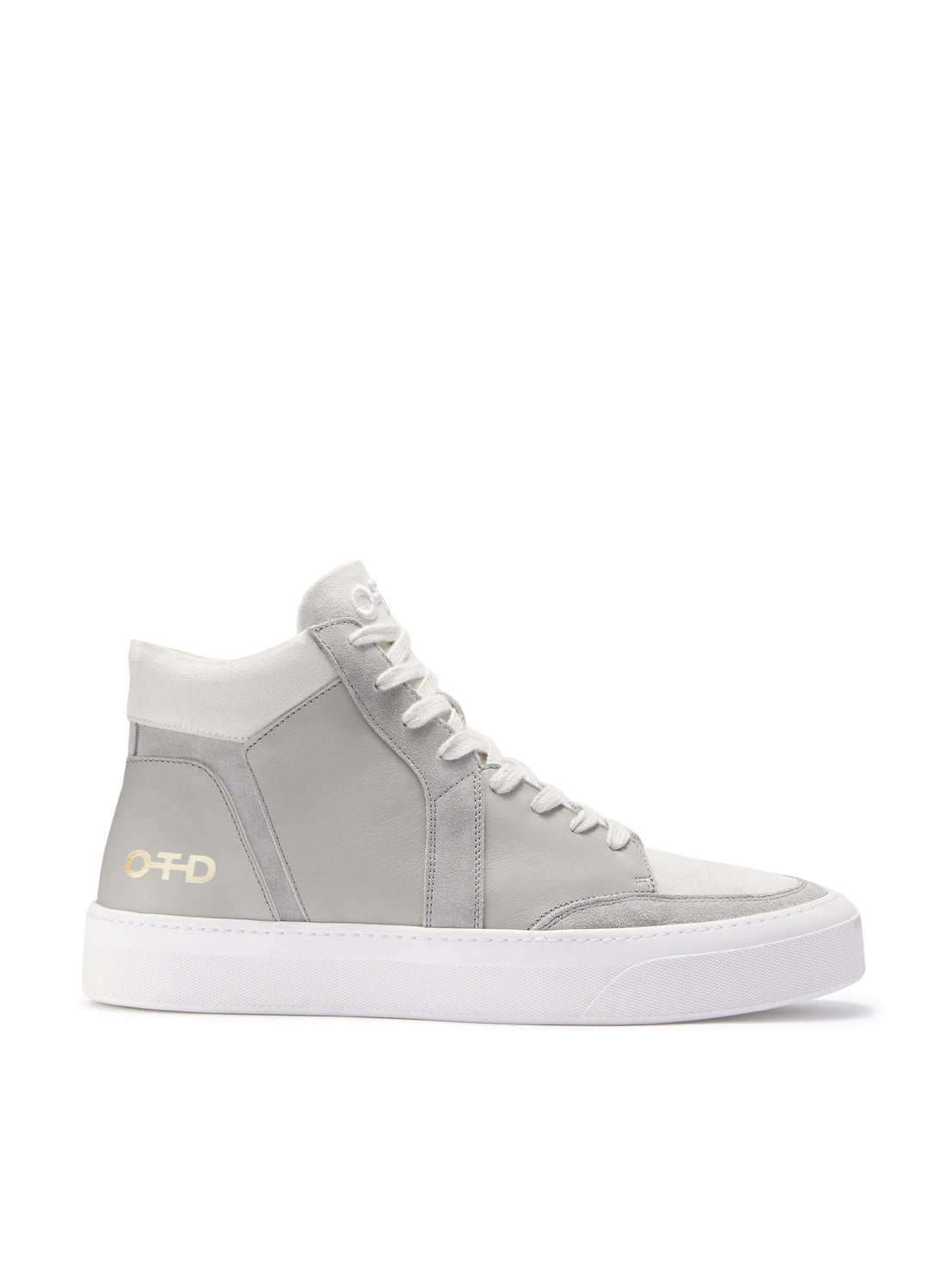 Women's Light Grey Leather Mid Top Sneakers