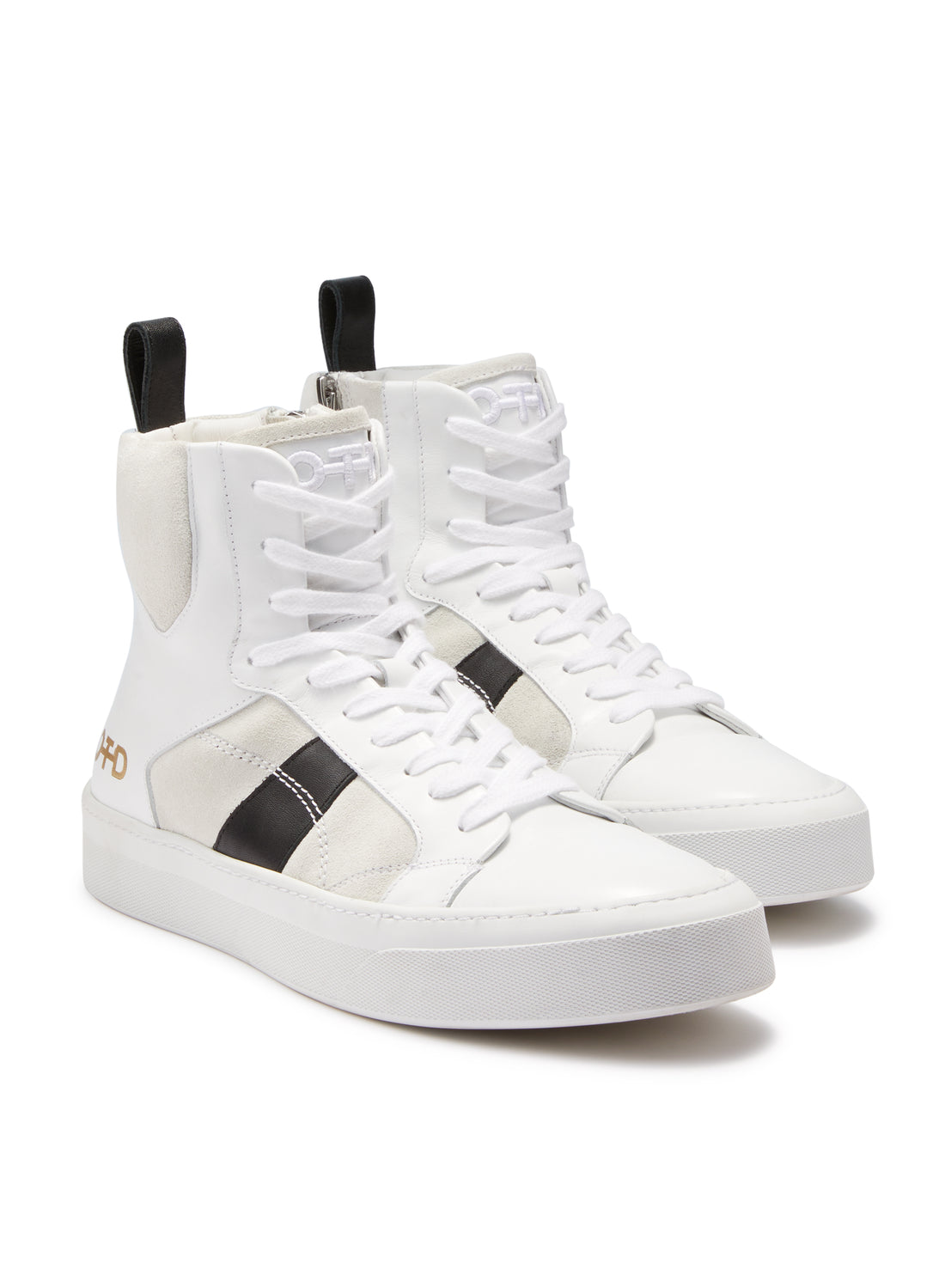 Pair of Women's White High-Top Zip Sneaker