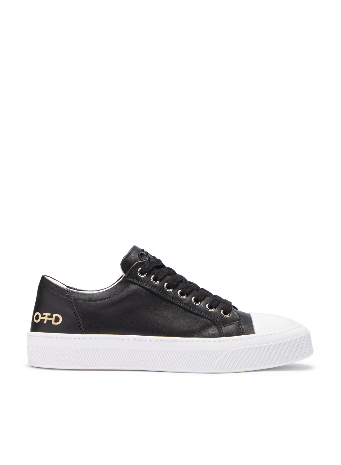 Women's Black Leather Low-Top Sneakers